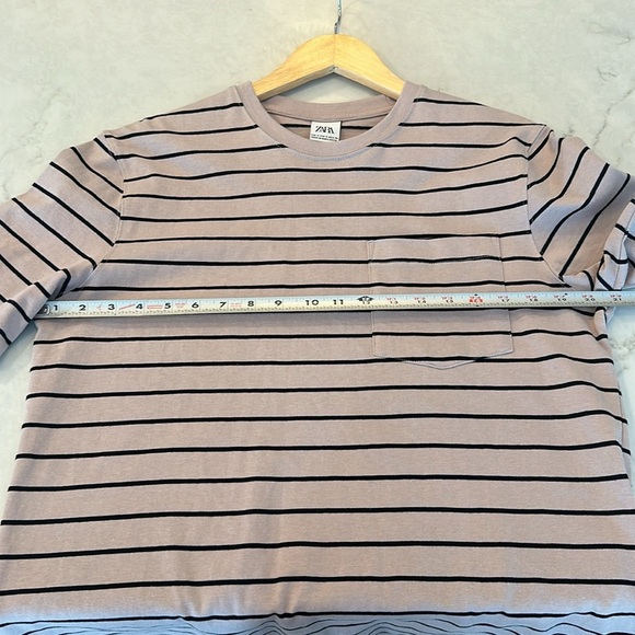 Zara Striped Short Sleeve Tee Shirt Men’s Small NEW - Picture 4 of 6